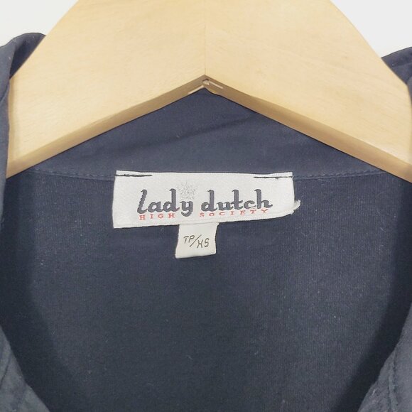 Lady Dutch Black Sleeveless Collar Cotton Blend Button Down Casual Shirt Size XS - Picture 6 of 10